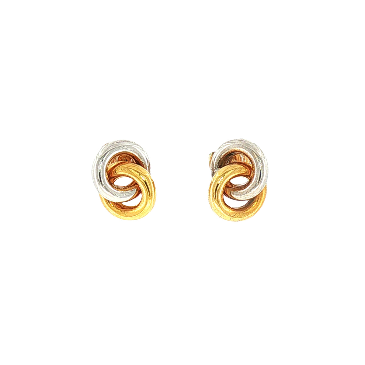 Two-Tone Knot Stud Earrings in 9ct White and Yellow Gold