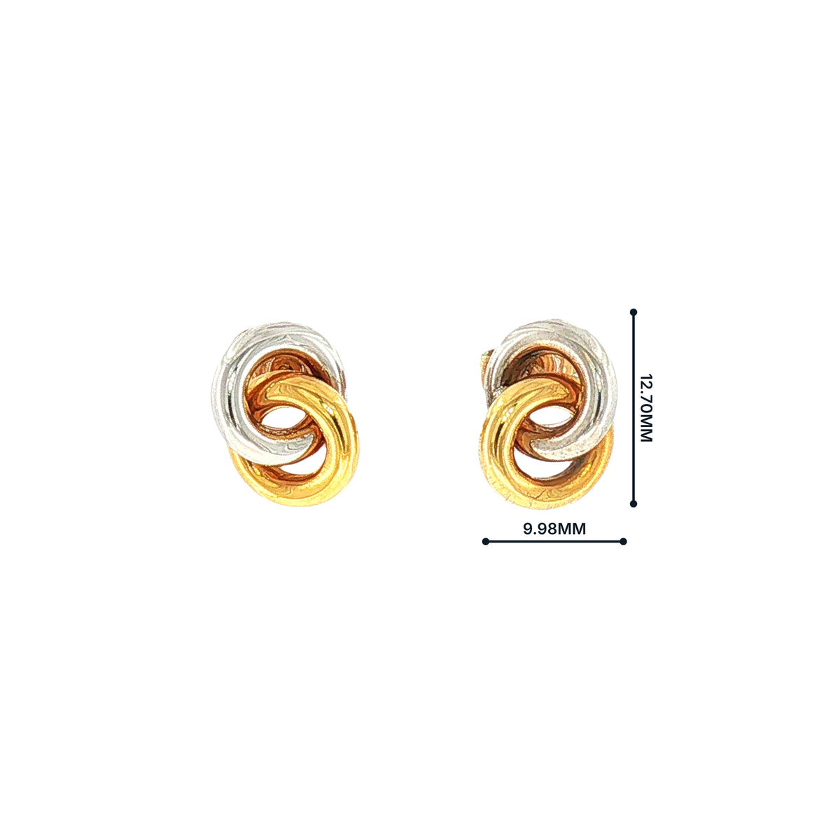 Two-Tone Knot Stud Earrings in 9ct White and Yellow Gold