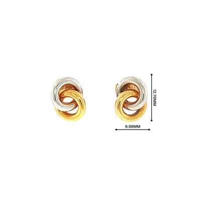 Two-Tone Knot Stud Earrings in 9ct White and Yellow Gold