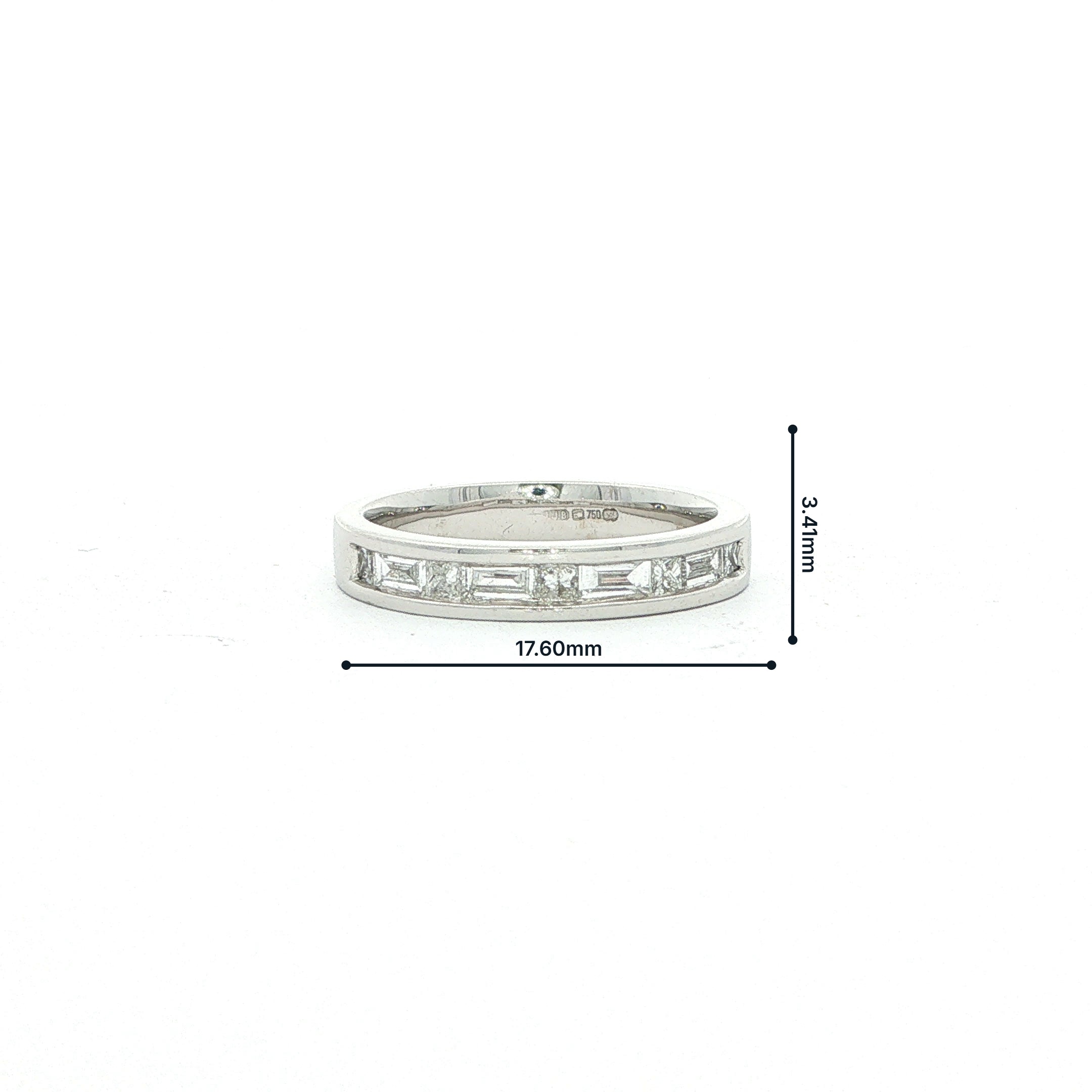 18ct White Gold Natural Diamond Wedding Band 0.60ct F VS