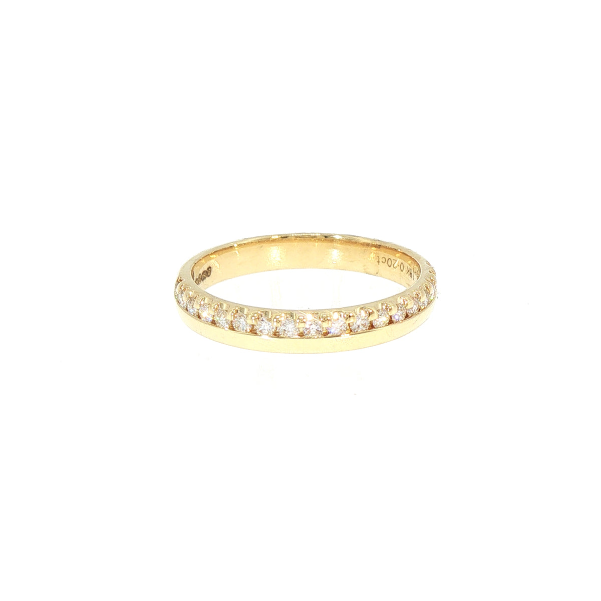 3mm Off Set Natural Diamond Wedding Band In 18ct Yellow Gold