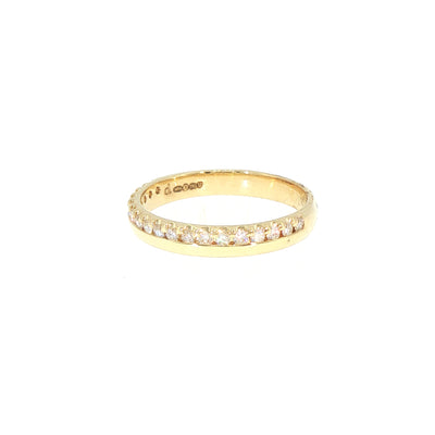 3mm Off Set Natural Diamond Wedding Band In 18ct Yellow Gold