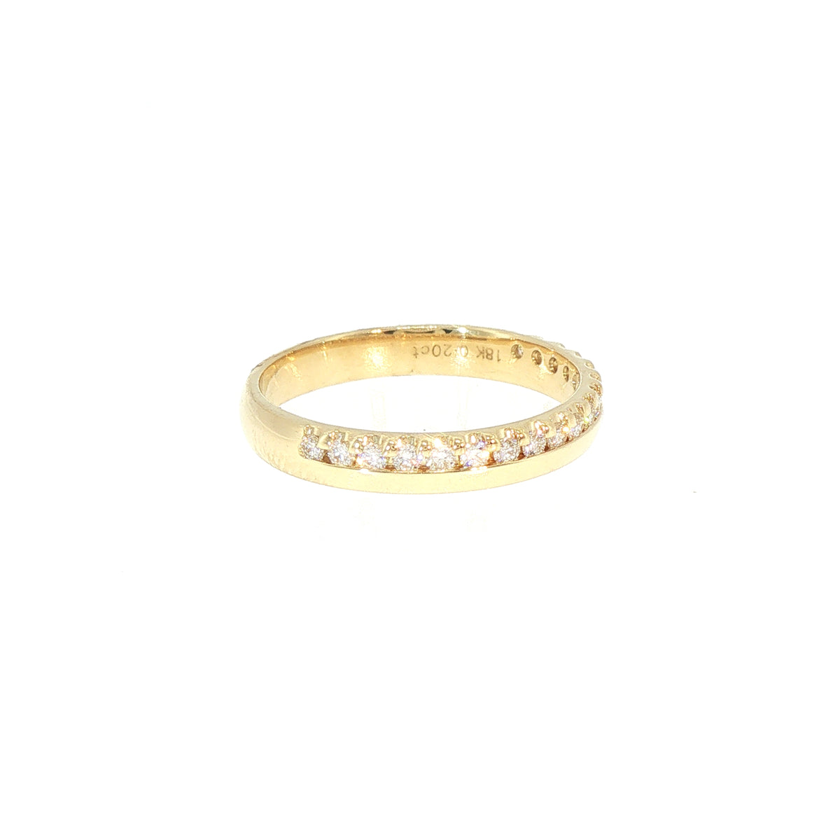 3mm Off Set Natural Diamond Wedding Band In 18ct Yellow Gold
