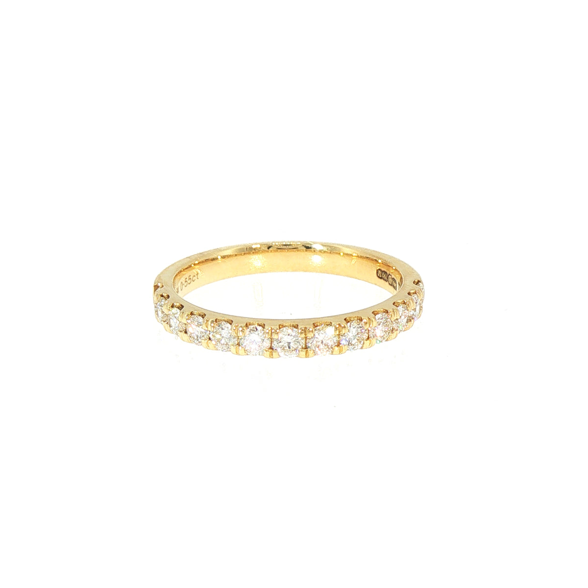Ladies 2.5mm Castelle Set Natural Wedding Band In 18ct Yellow Gold