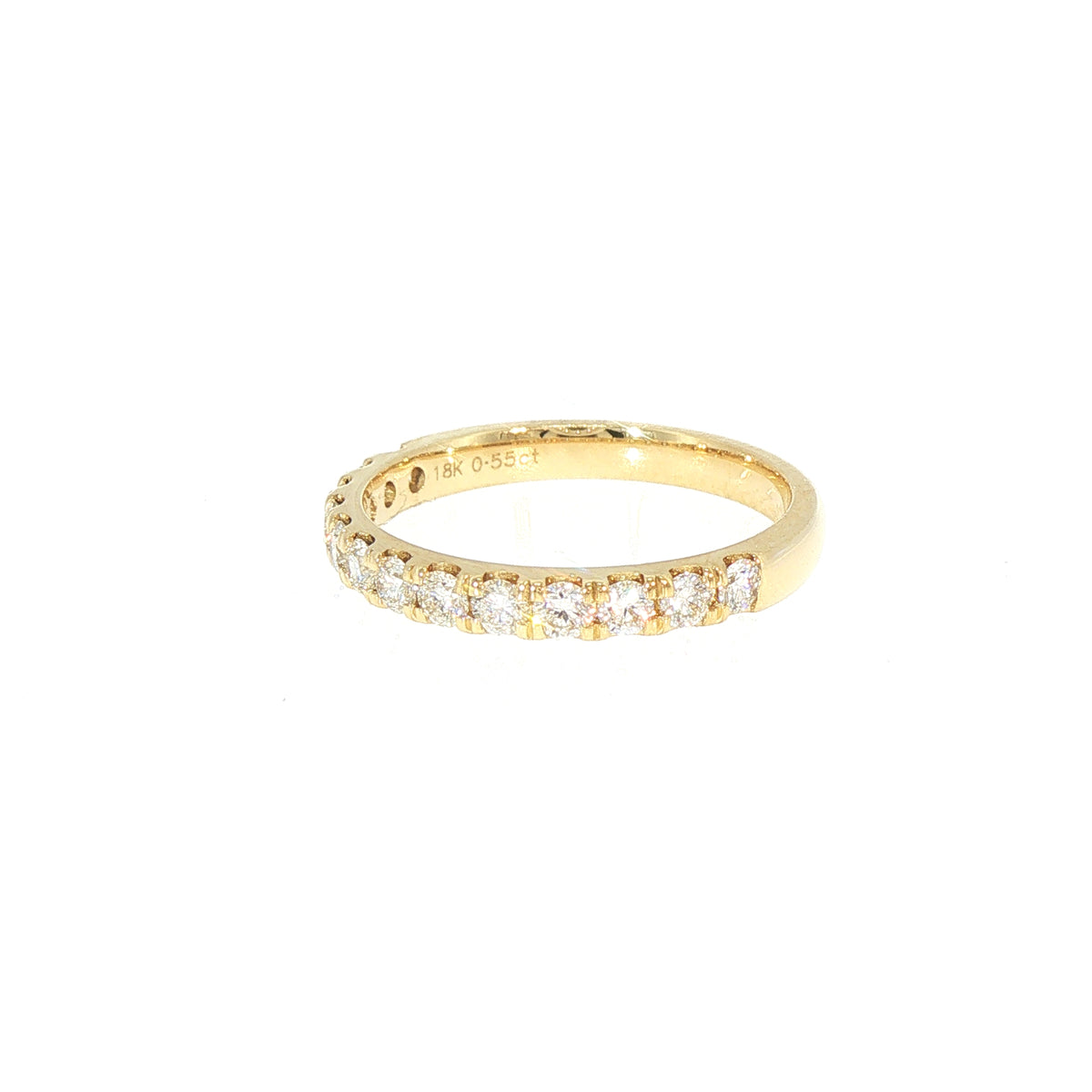 Ladies 2.5mm Castelle Set Natural Wedding Band In 18ct Yellow Gold