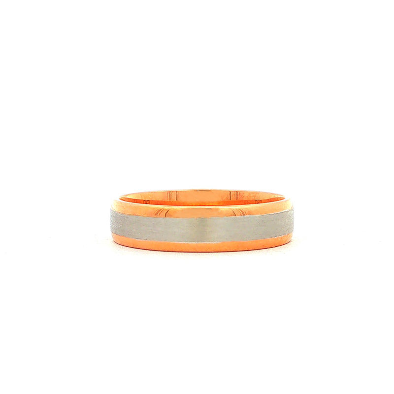 18ct Rose Gold & White Gold Fancy Gents Wedding Ring