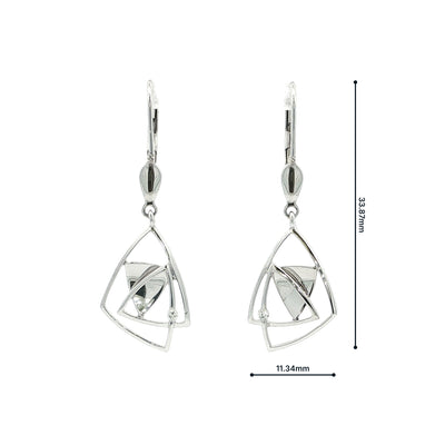 Triangle Open Design & Natural Diamond Drop Earrings in 9ct White Gold