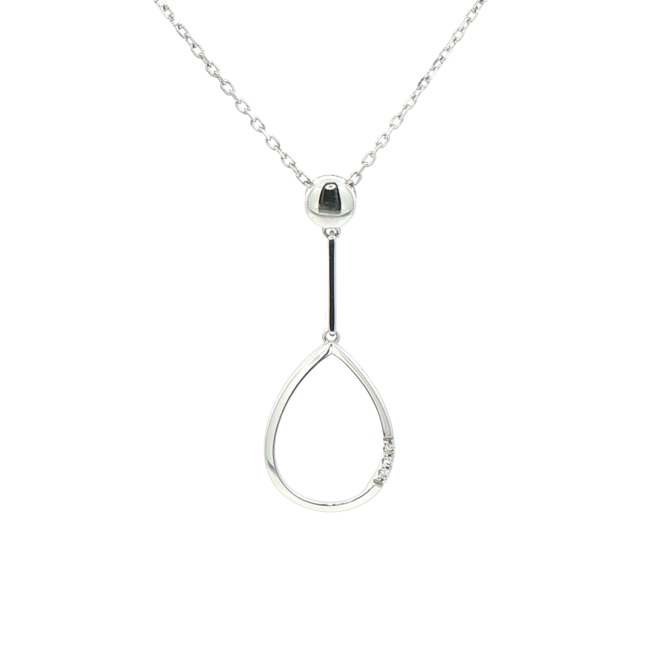 9ct White Gold Pear Drop Pendant 0.15ct Natural Diamond