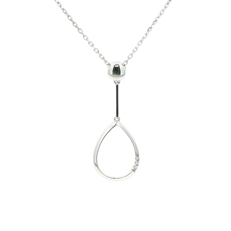 9ct White Gold Pear Drop Pendant 0.15ct Natural Diamond