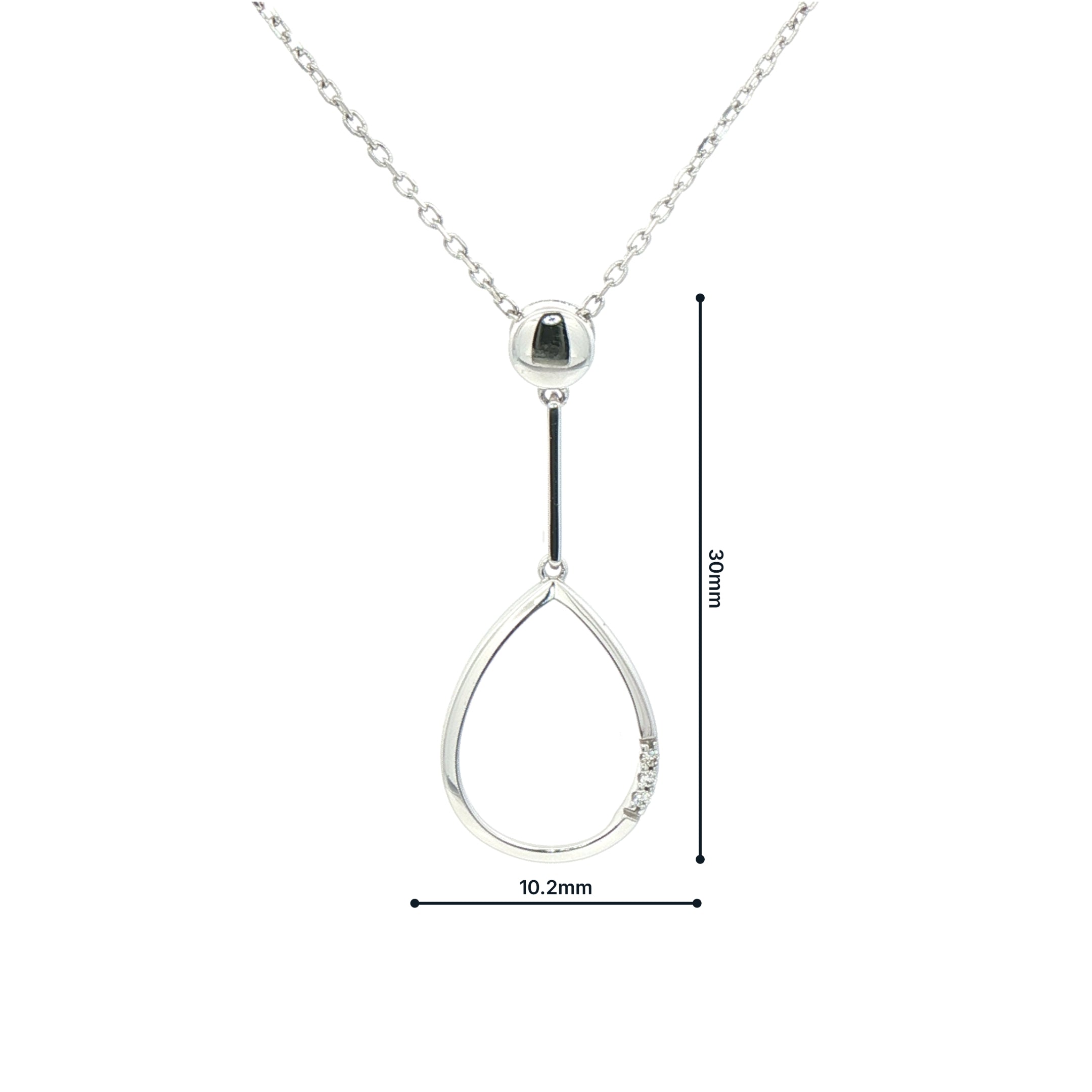 9ct White Gold Pear Drop Pendant 0.15ct Natural Diamond