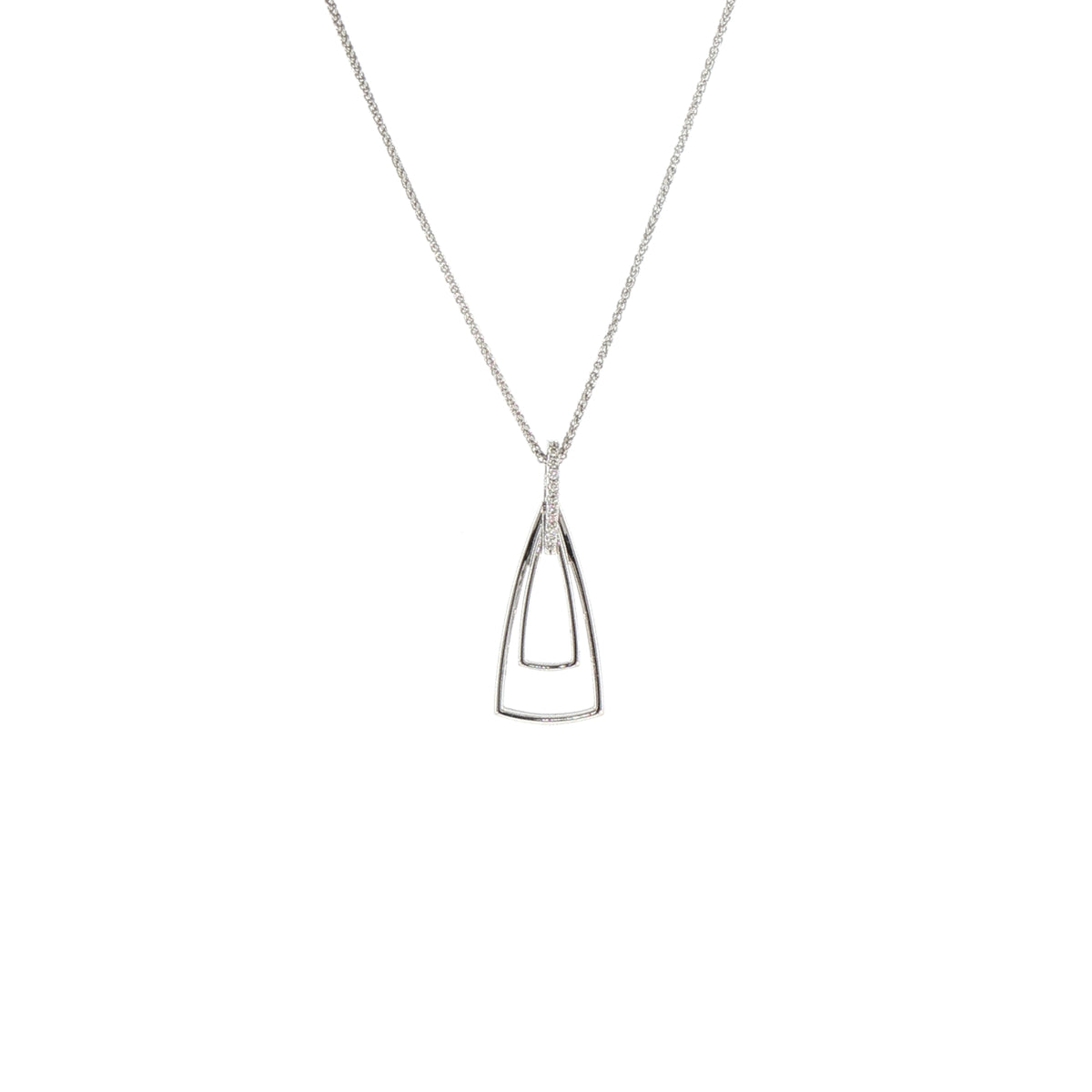 Drop Pendant with Natural Diamond Set Bail in 9ct White Gold