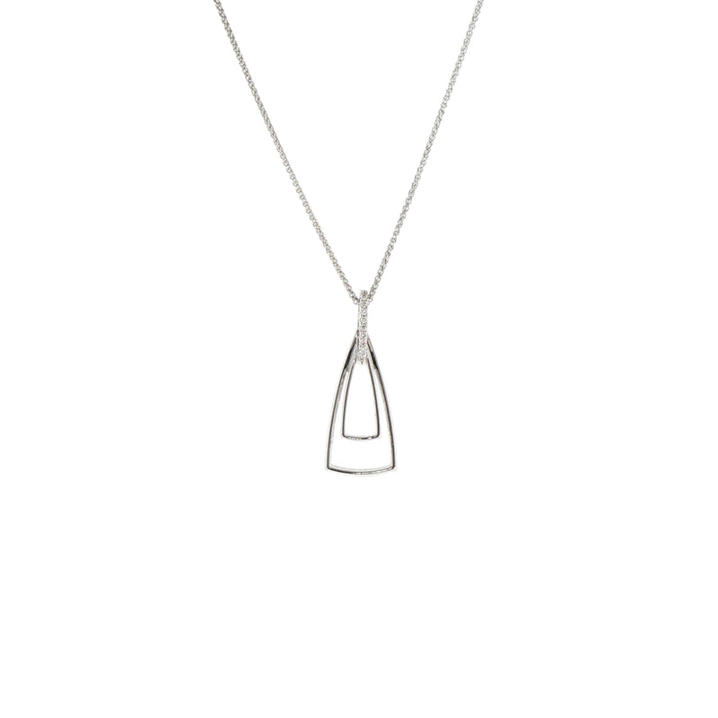 Drop Pendant with Natural Diamond Set Bail in 9ct White Gold