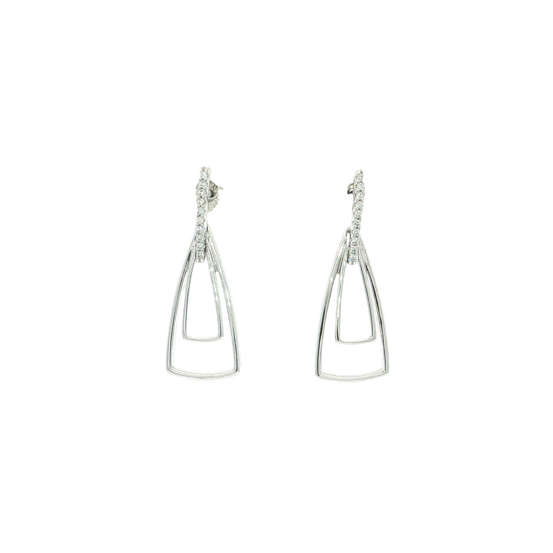 0.8ct Natural Diamond Set Contemporary Drop Earrings in 9ct White Gold