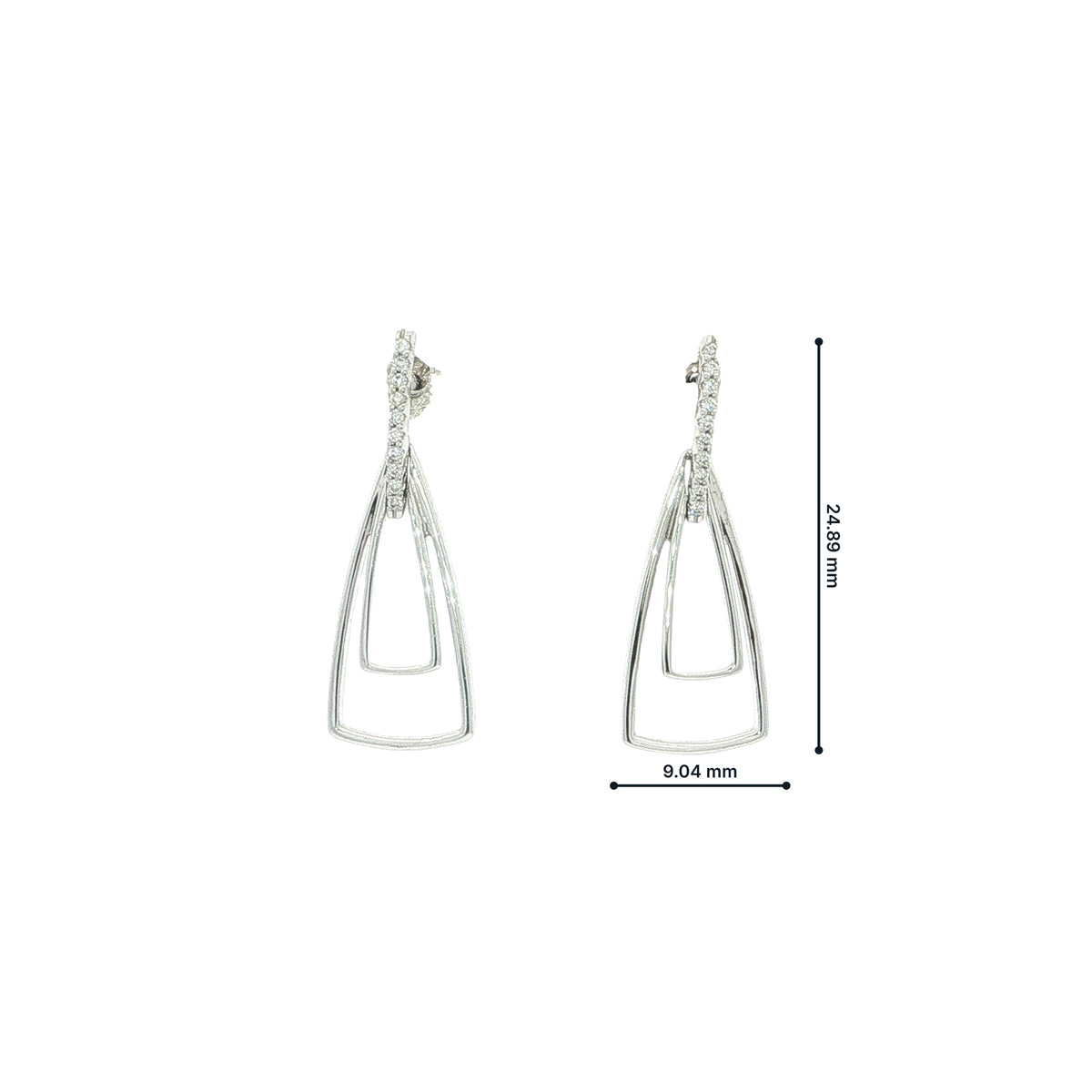 0.8ct Natural Diamond Set Contemporary Drop Earrings in 9ct White Gold