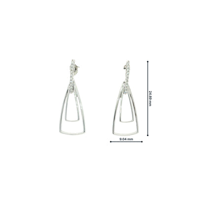 0.8ct Natural Diamond Set Contemporary Drop Earrings in 9ct White Gold