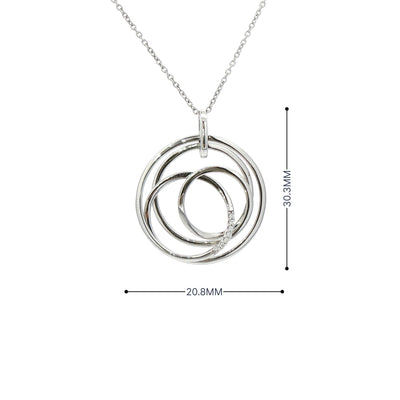 0.04cy Natural Diamond Intertwined Circle Set Pendant in 9ct White Gold