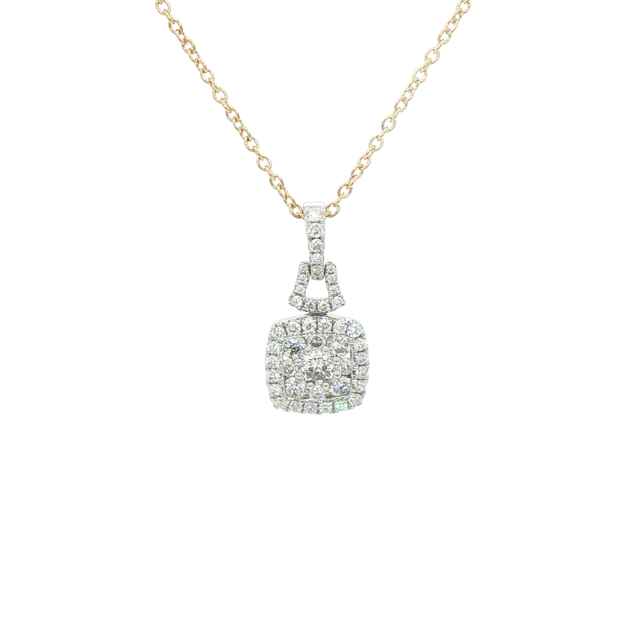 0.65ct Natural Diamonds F/VS Cluster Cushion Shape Pendant in 18ct Gold
