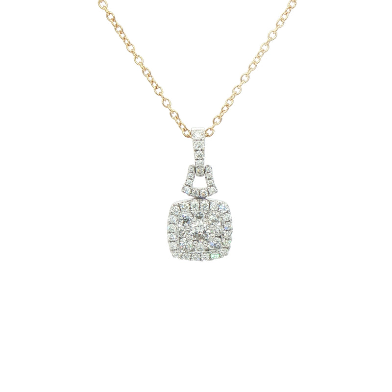 0.65ct Natural Diamonds F/VS Cluster Cushion Shape Pendant in 18ct Gold