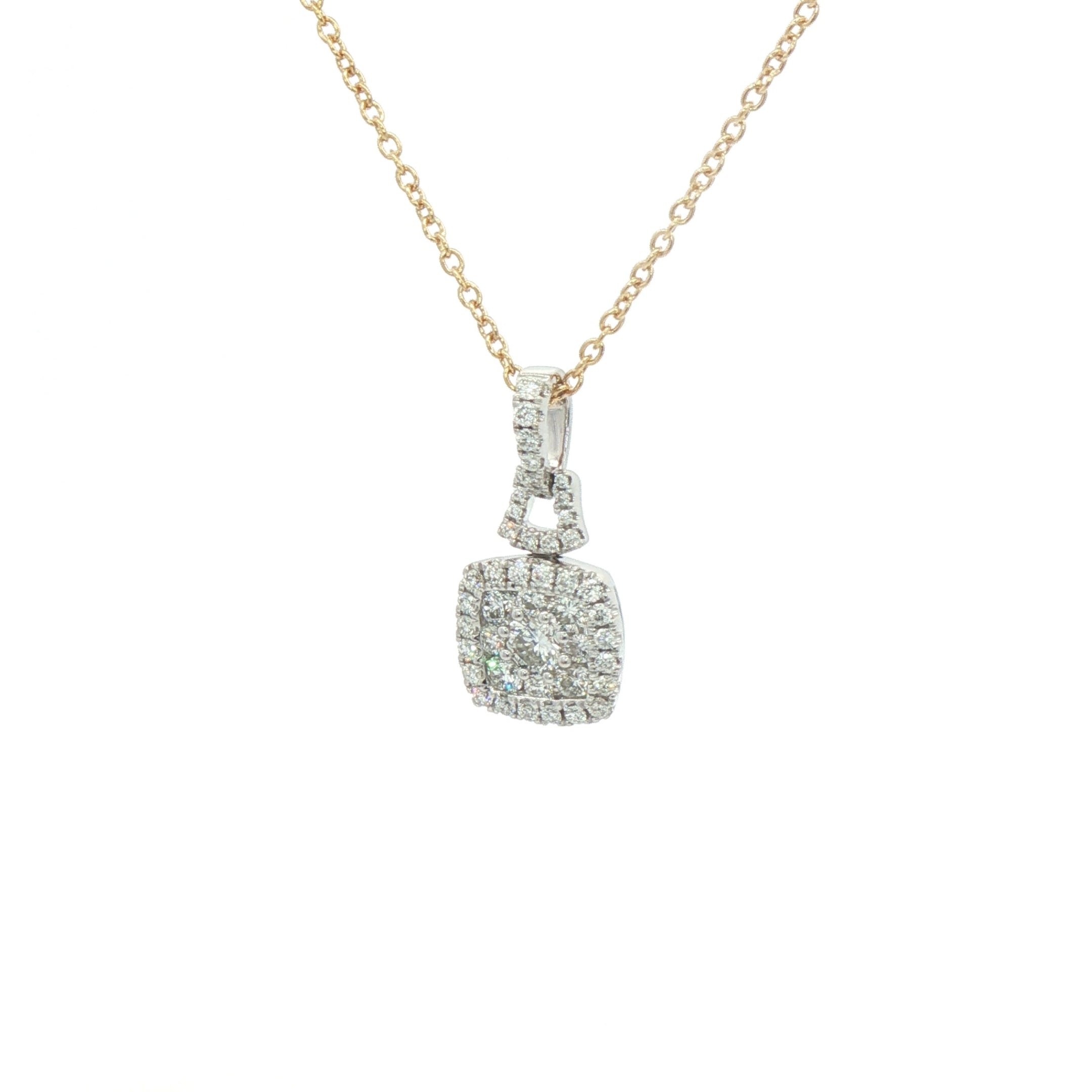 0.65ct Natural Diamonds F/VS Cluster Cushion Shape Pendant in 18ct Gold