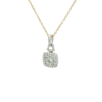 0.65ct Natural Diamonds F/VS Cluster Cushion Shape Pendant in 18ct Gold