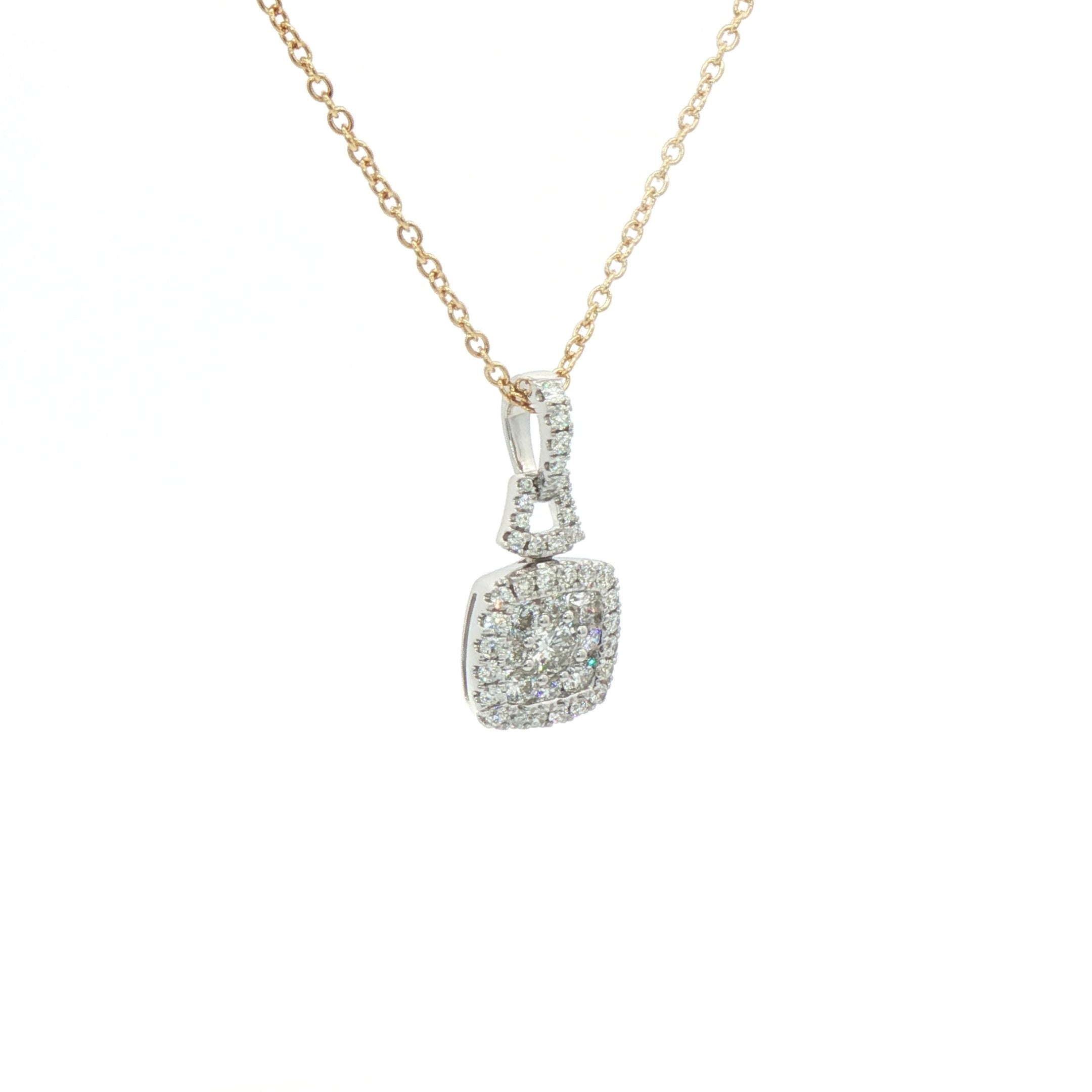 0.65ct Natural Diamonds F/VS Cluster Cushion Shape Pendant in 18ct Gold