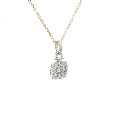 0.65ct Natural Diamonds F/VS Cluster Cushion Shape Pendant in 18ct Gold