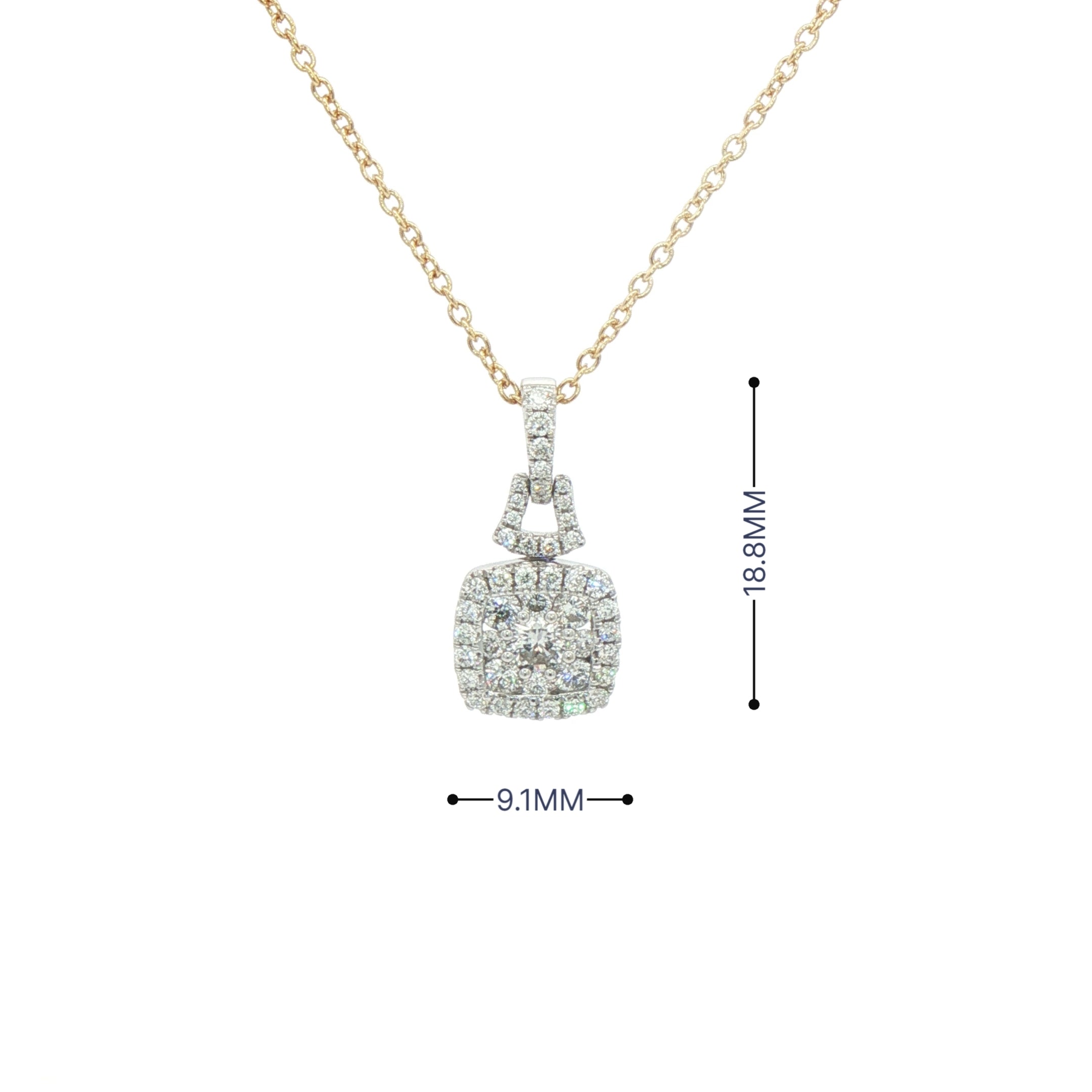 0.65ct Natural Diamonds F/VS Cluster Cushion Shape Pendant in 18ct Gold