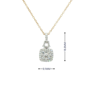 0.65ct Natural Diamonds F/VS Cluster Cushion Shape Pendant in 18ct Gold