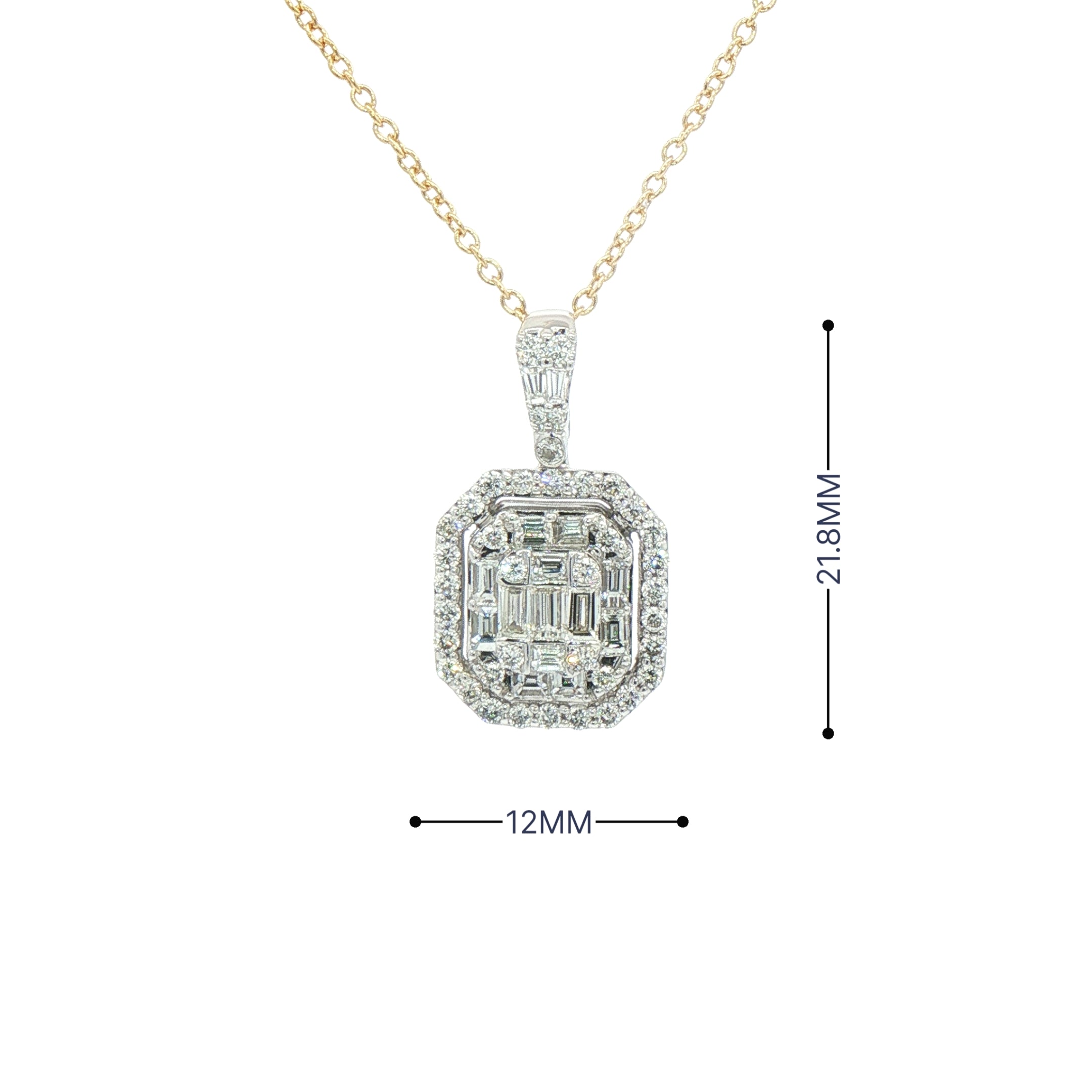 1.01ct Natural Diamond Multi Stone Emerald Shaped Halo Diamond Pendant in 18ct White Gold