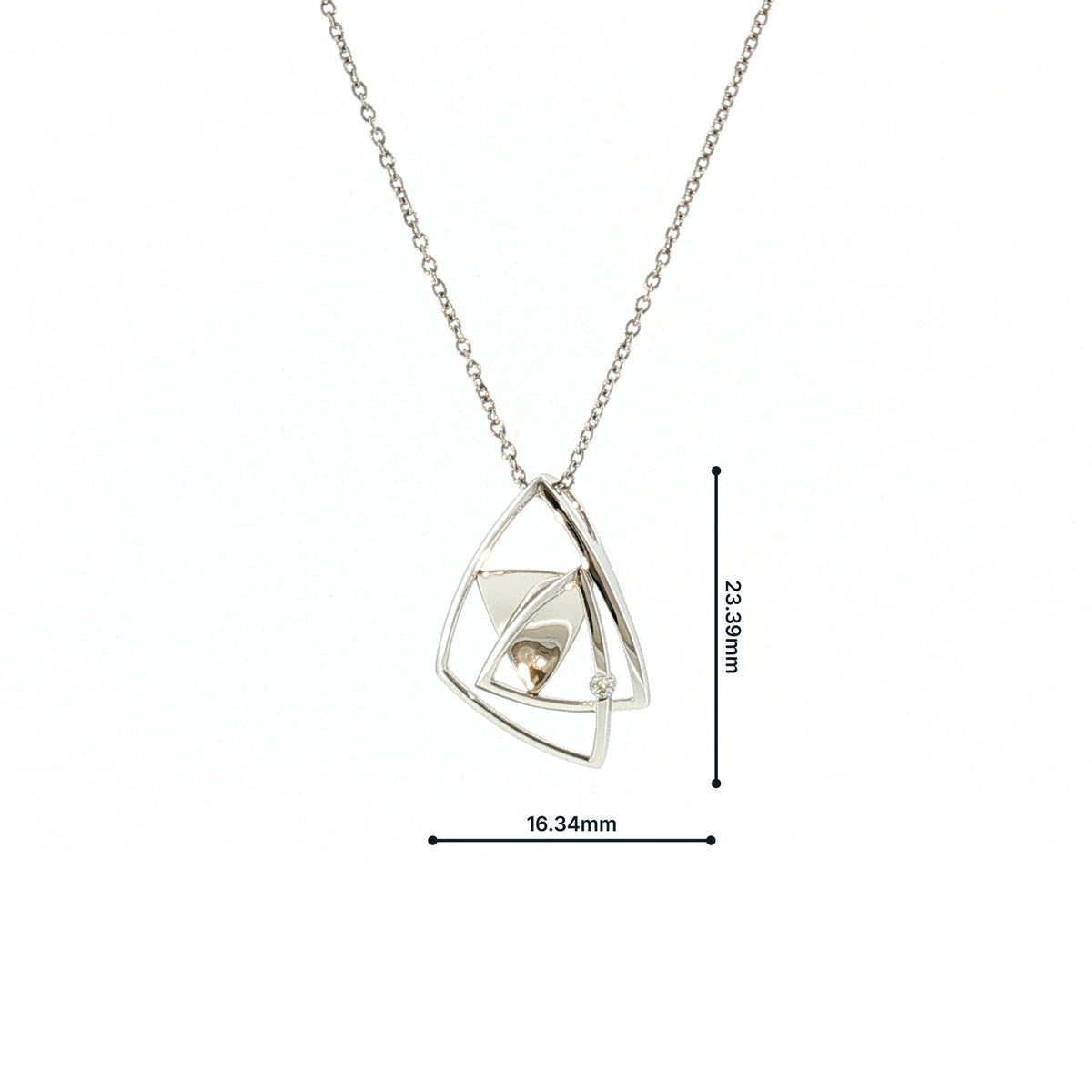 Abstract Geometric 9ct White Gold Natural Diamond Pendant Necklace