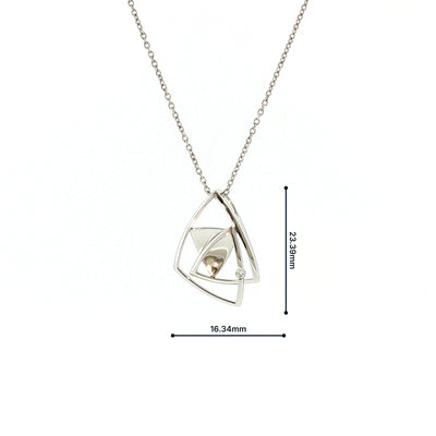 Abstract Geometric 9ct White Gold Natural Diamond Pendant Necklace