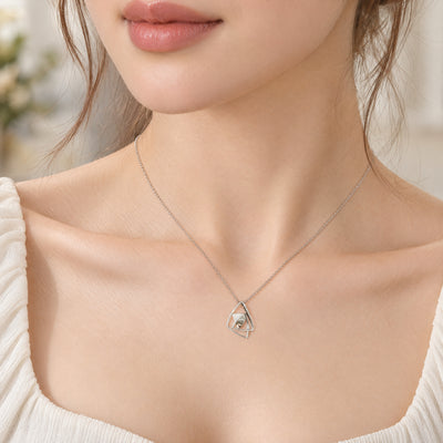 Abstract Geometric 9ct White Gold Natural Diamond Pendant Necklace