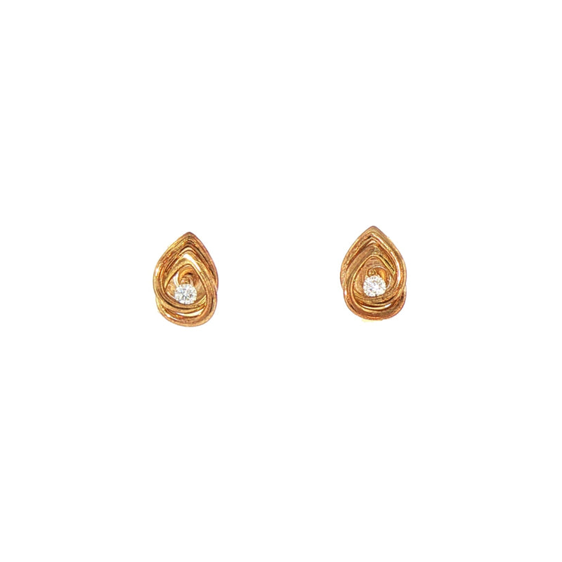 Natural Diamond Double Pear Shape Stud Earrings in Yellow Gold