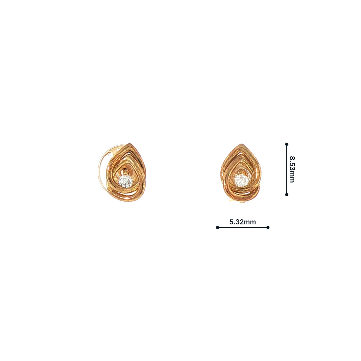 Natural Diamond Double Pear Shape Stud Earrings in Yellow Gold
