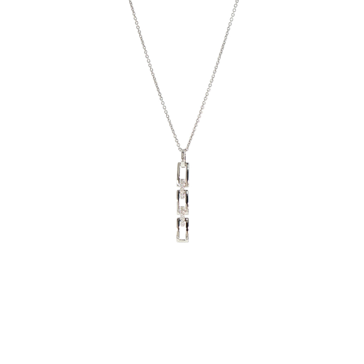 Natural Diamond Bar Link Pendant in 9ct White Gold