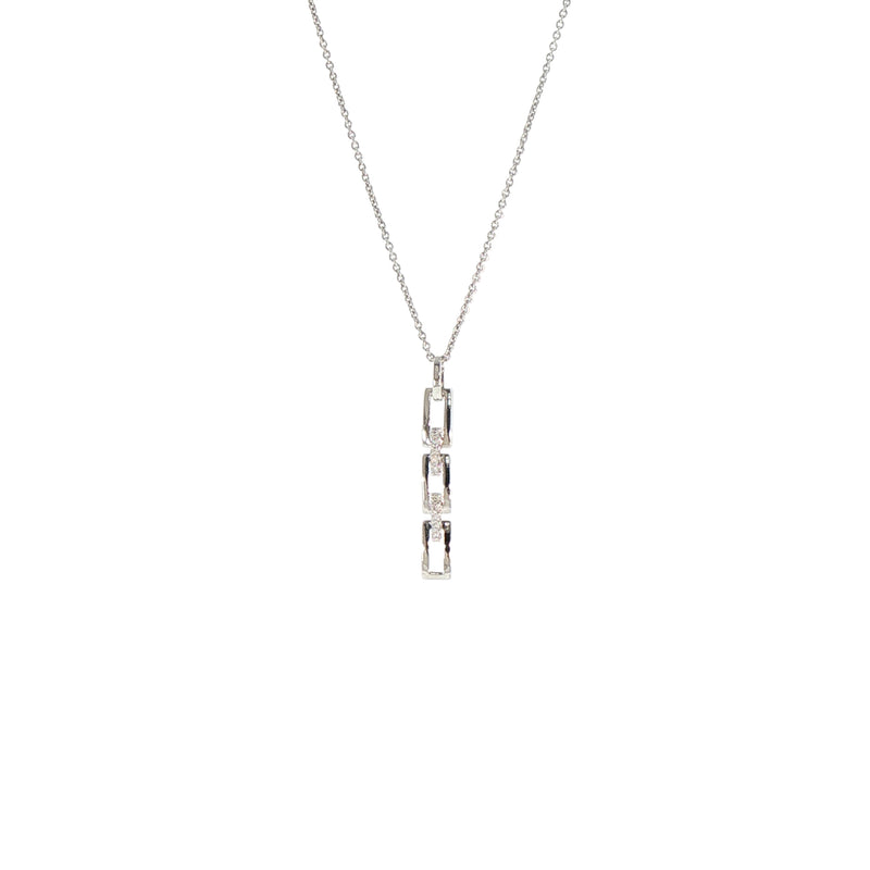 Natural Diamond Bar Link Pendant in 9ct White Gold