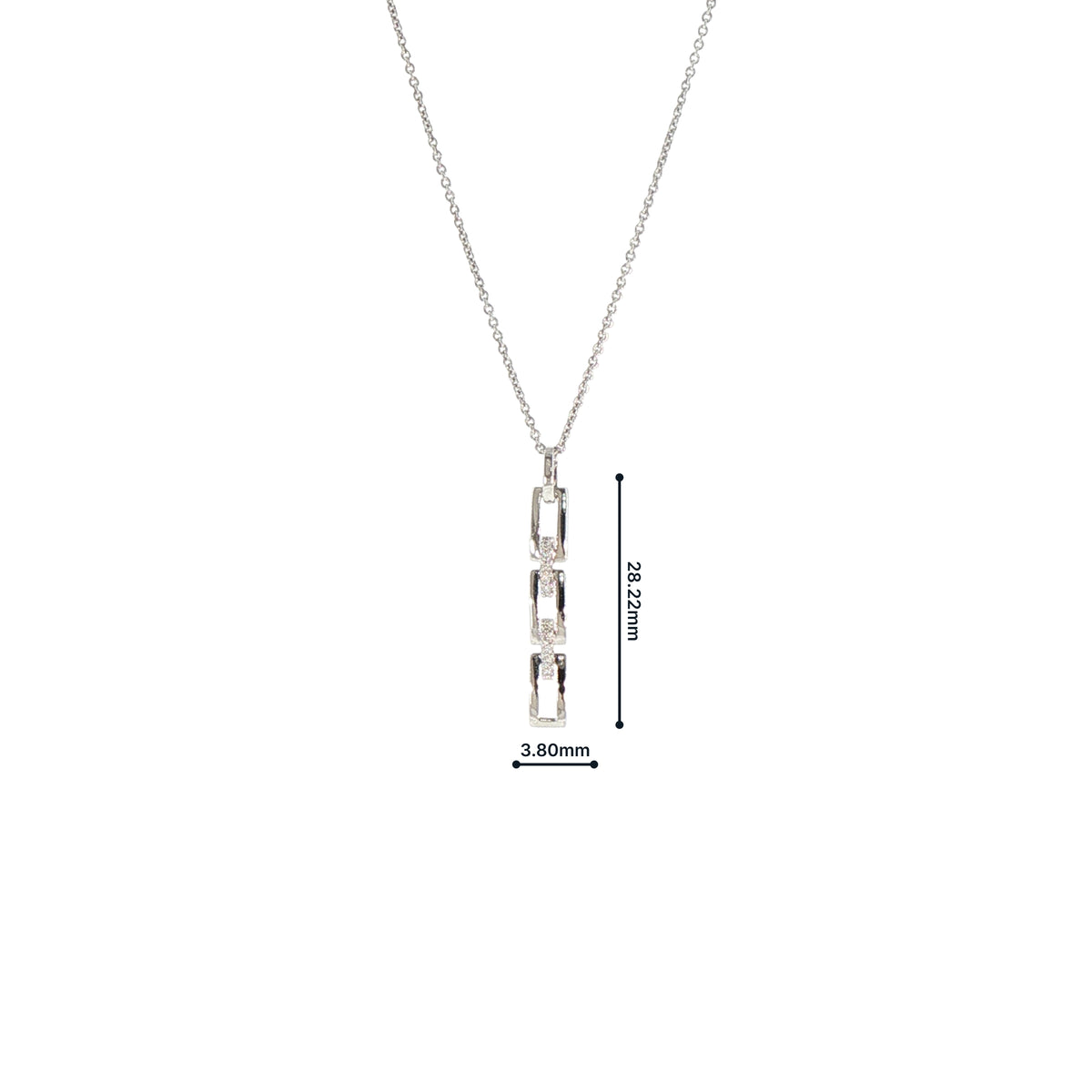 Natural Diamond Bar Link Pendant in 9ct White Gold