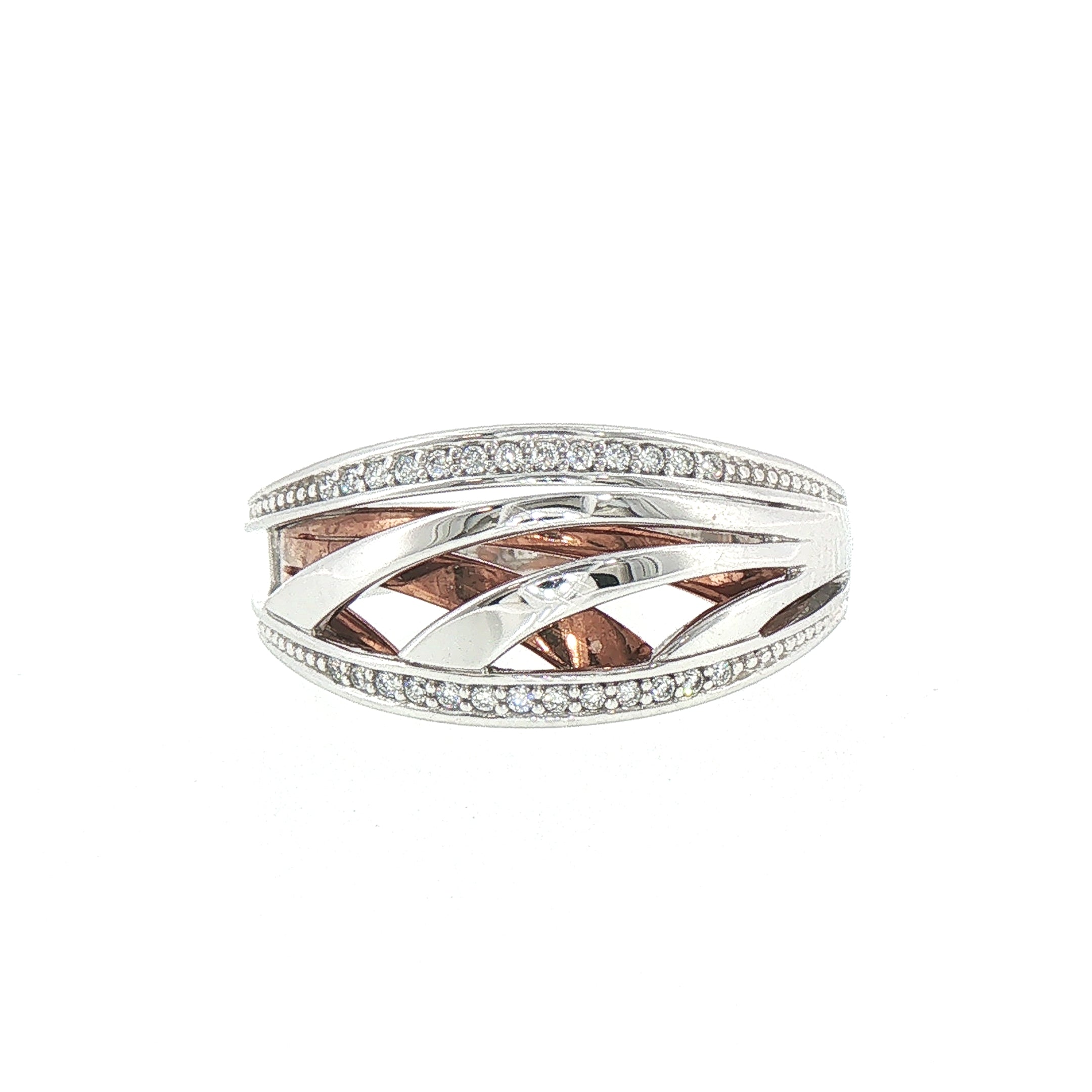 9ct Rose & White Gold Natural Diamond Dress Ring