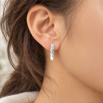 Twisted Hoop Earrings in 9ct White Gold