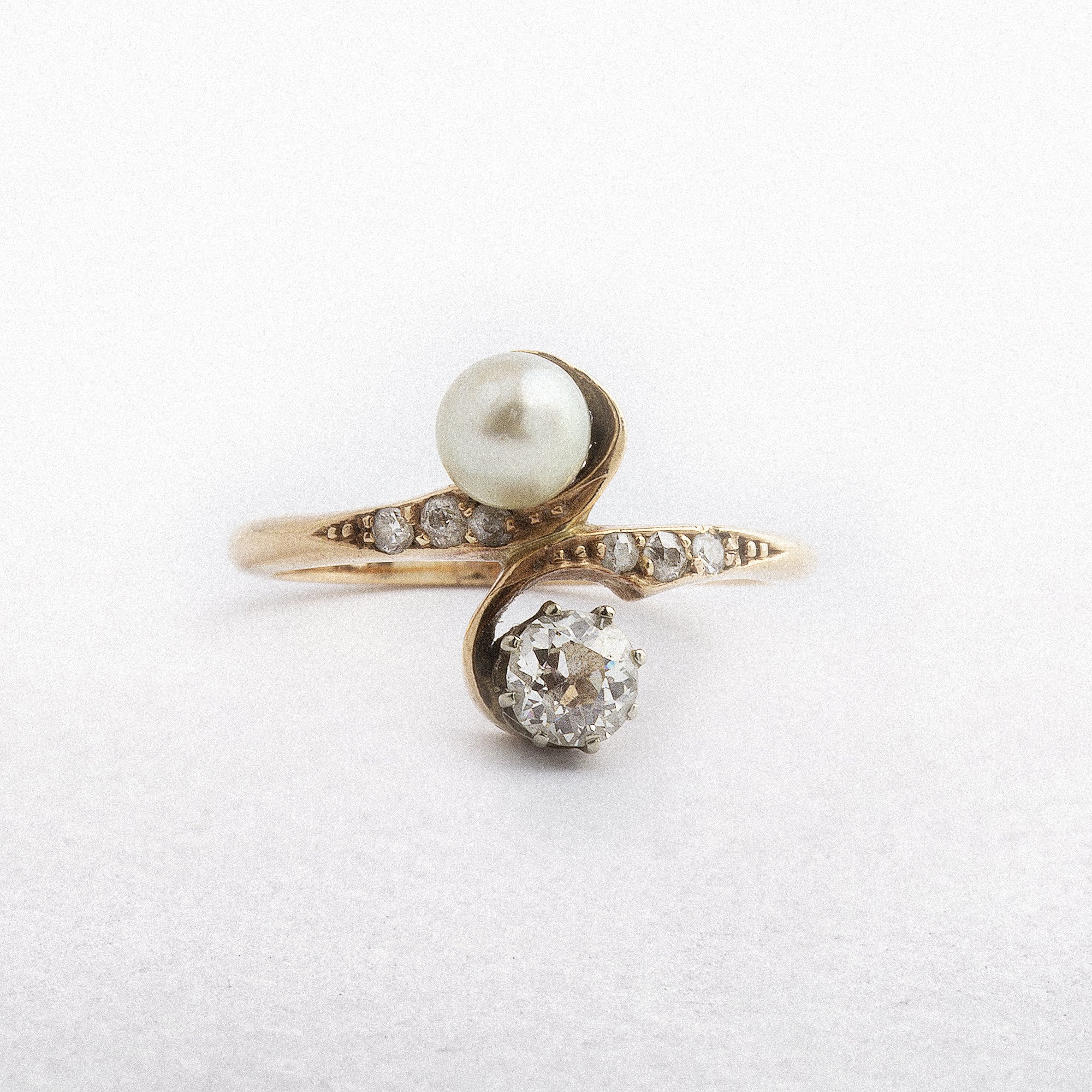 14ct Edwardian Natural Pearl & Diamond Ring