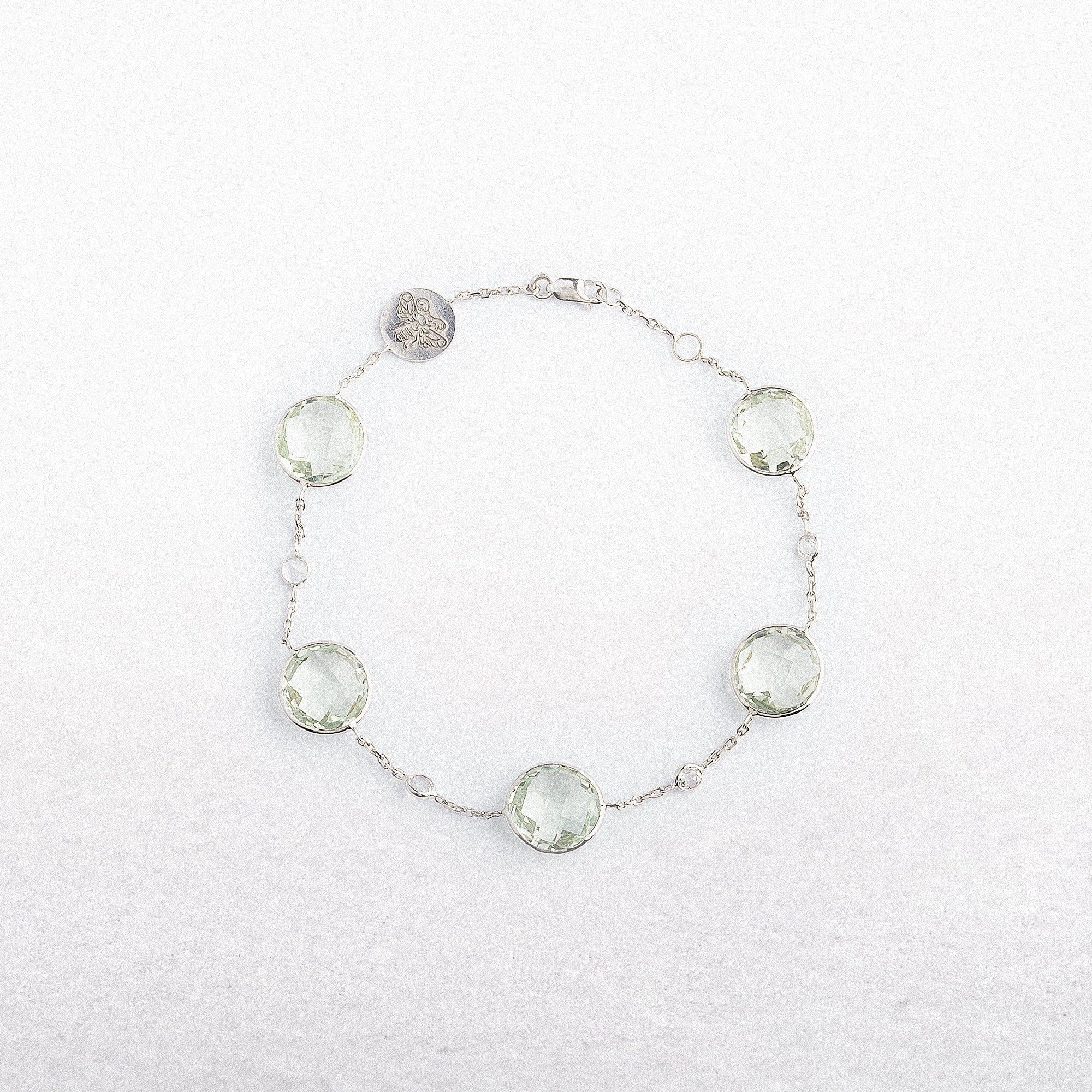 14ct White Gold Green Amethyst Bracelet