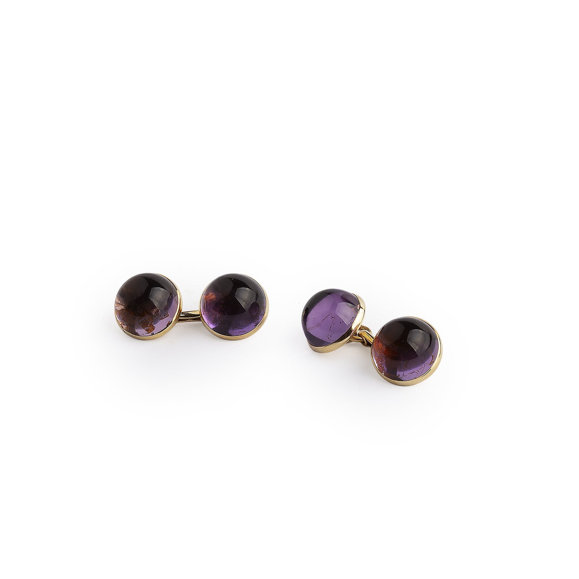 14ct Yellow Gold Stone Set Amethyst Cufflinks