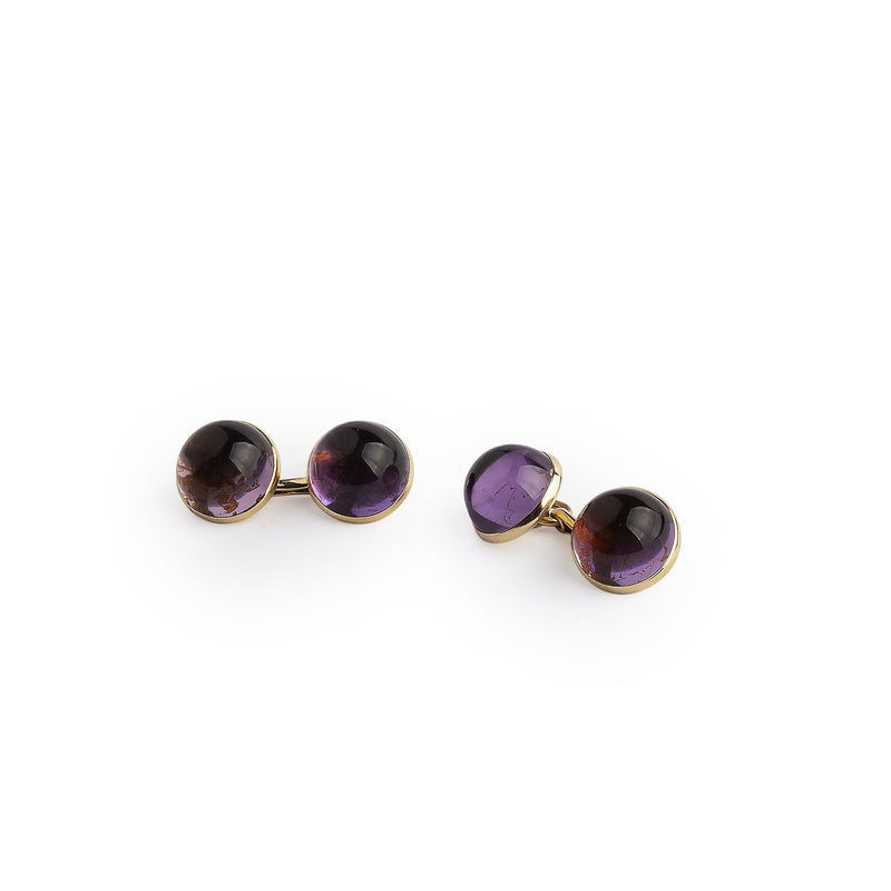 14ct Yellow Gold Stone Set Amethyst Cufflinks