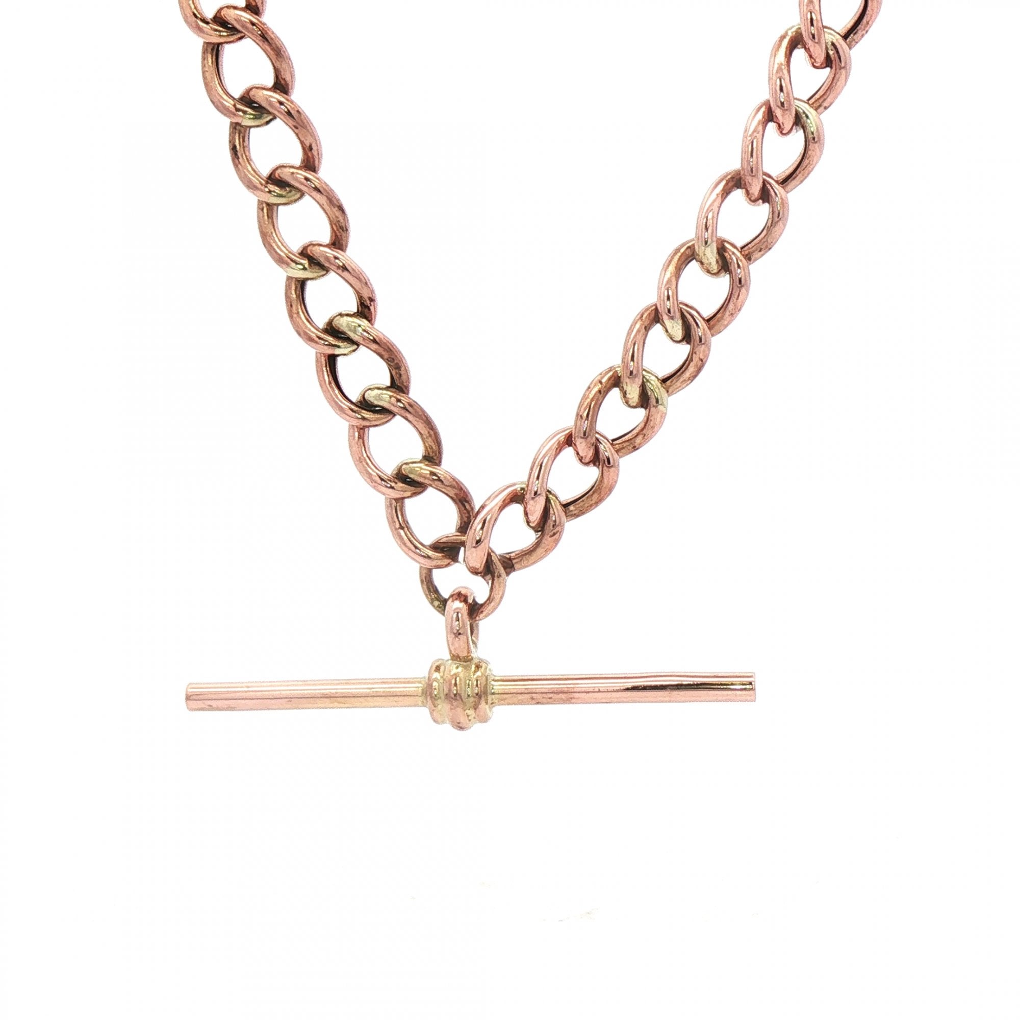 15.2g 18" Curb T-Bar Albert Chain in 9ct Rose Gold