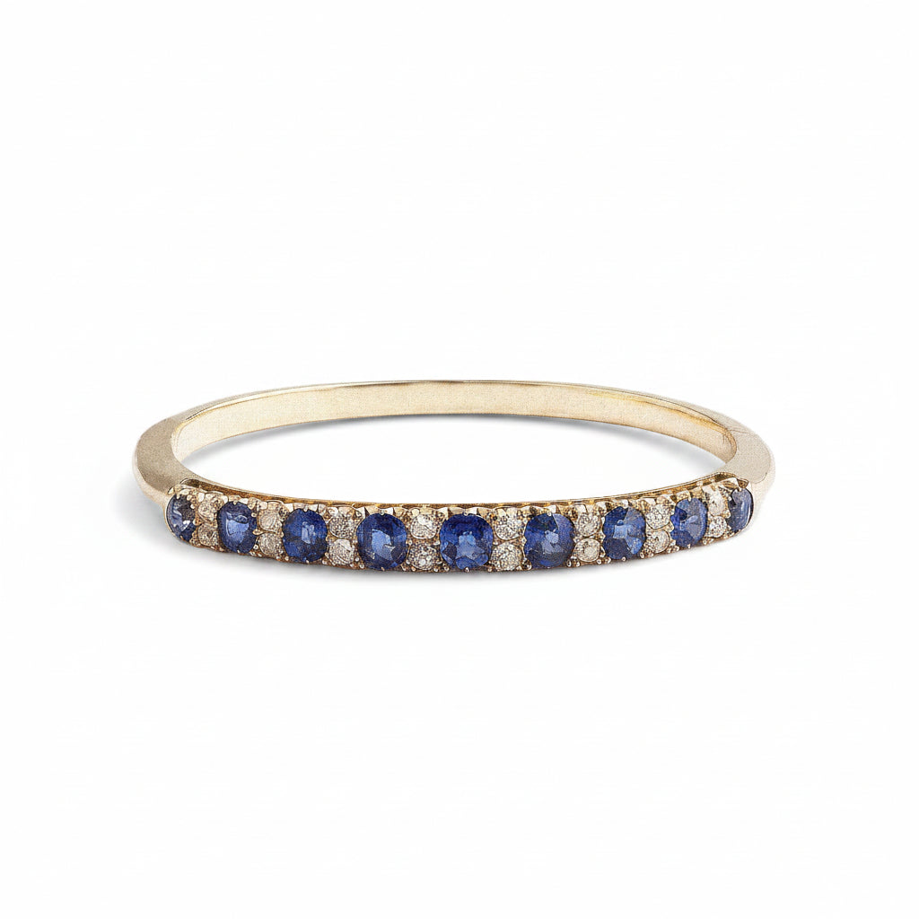 15ct Rose Gold Natural Sapphire and Diamond Antique Bangle