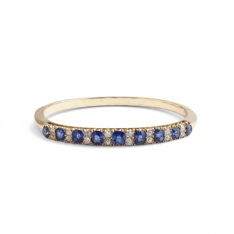 15ct Rose Gold Natural Sapphire and Diamond Antique Bangle