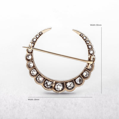 18ct Gold & Silver 5.00ct Natural Diamond Crescent Moon Shape Brooch