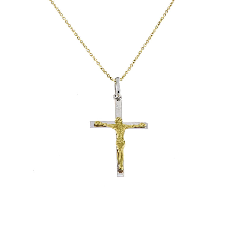 18ct Gold Two Tone Crucifix Pendant