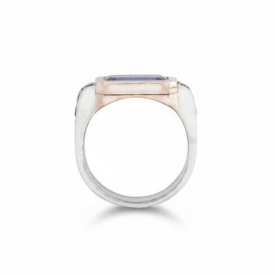 18ct Rose & White Gold Sapphire & Emerald Ring