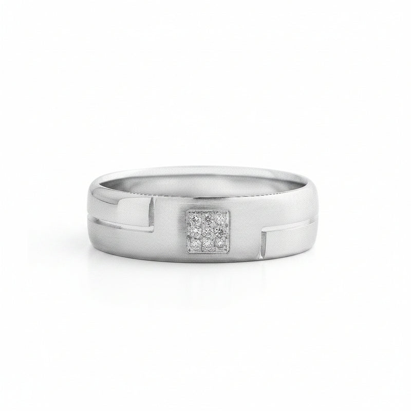 18ct White Gold Gents Natural Diamond Set Engagement Ring